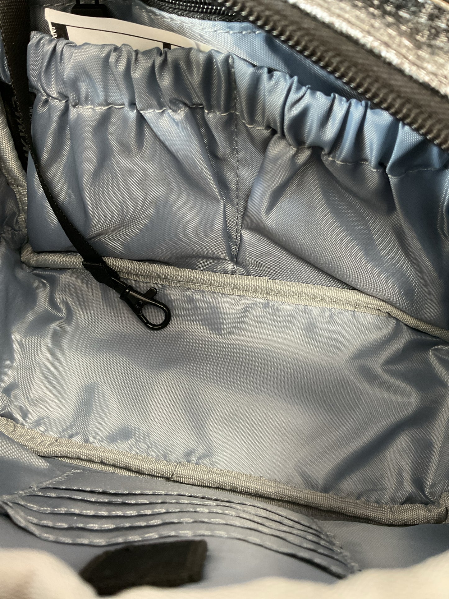 hkwp Purse cosmo silver zip around crossbody organizational bag