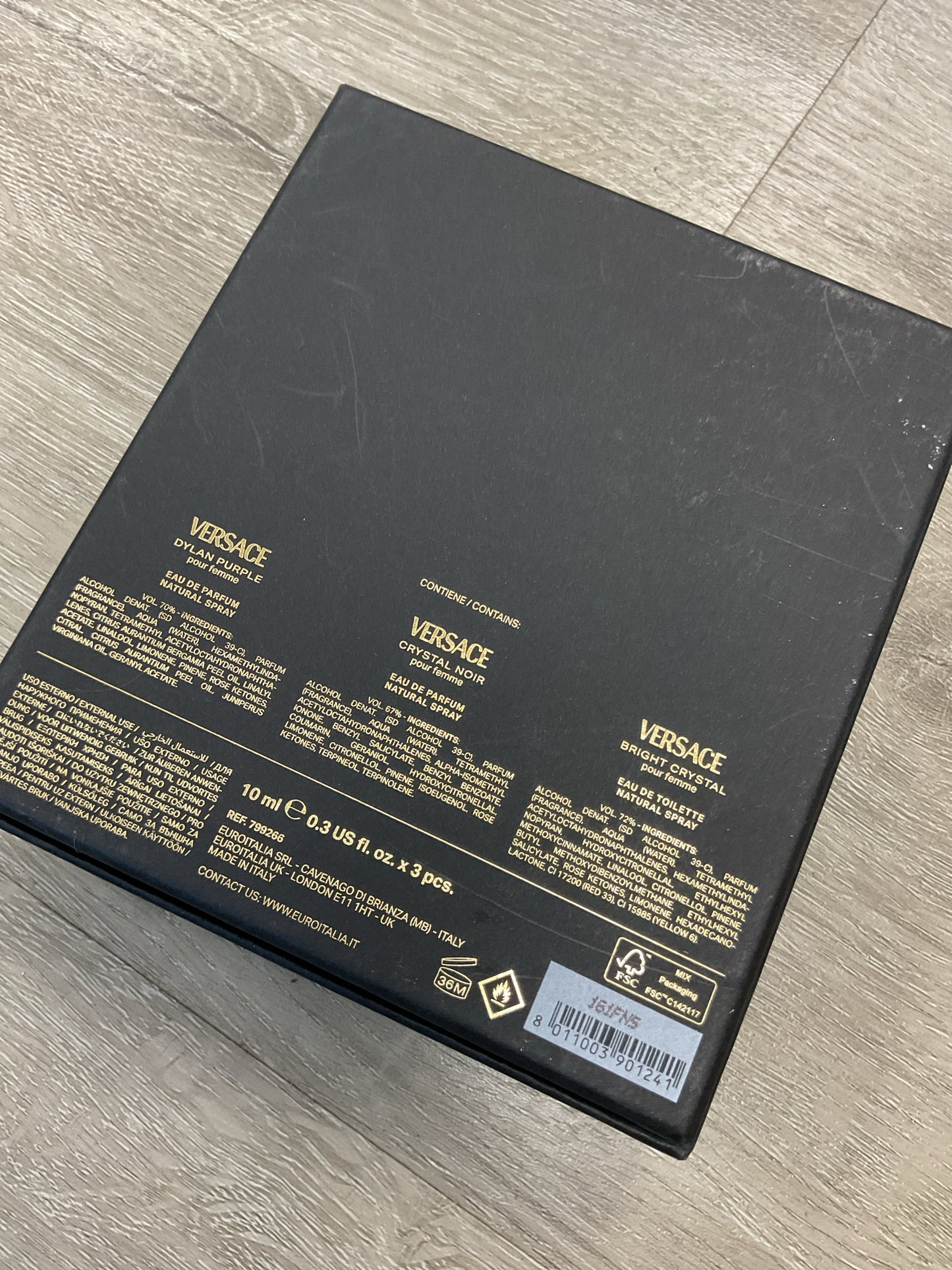 perfume Versace 3pc travel sprays Crystal Dylan and Bright