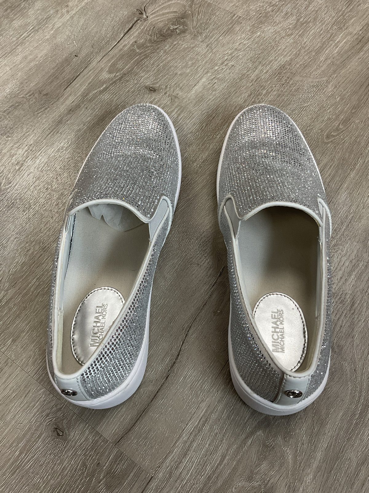Michael Kors 8.5 Silver shoes Rhinestone slip on