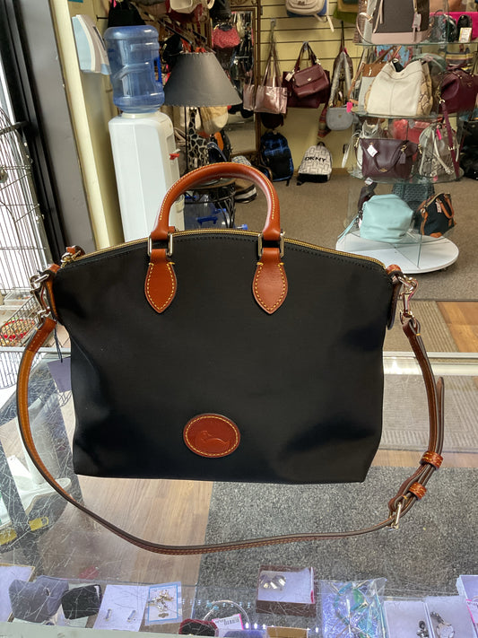 Dooney & Bourke black nylon satchel NEW with leather straps