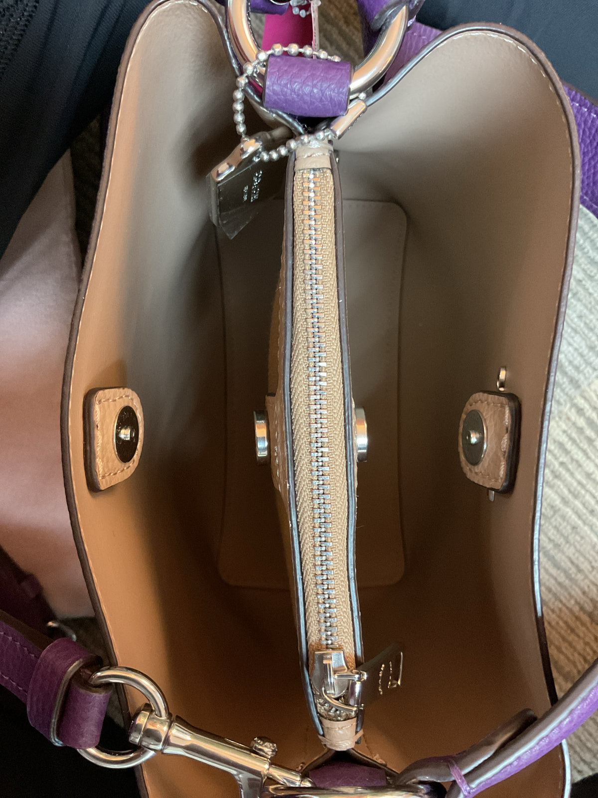 coach Purse Small Town Bucket Bag Model # L2111-C9213 - Purple w/long handle