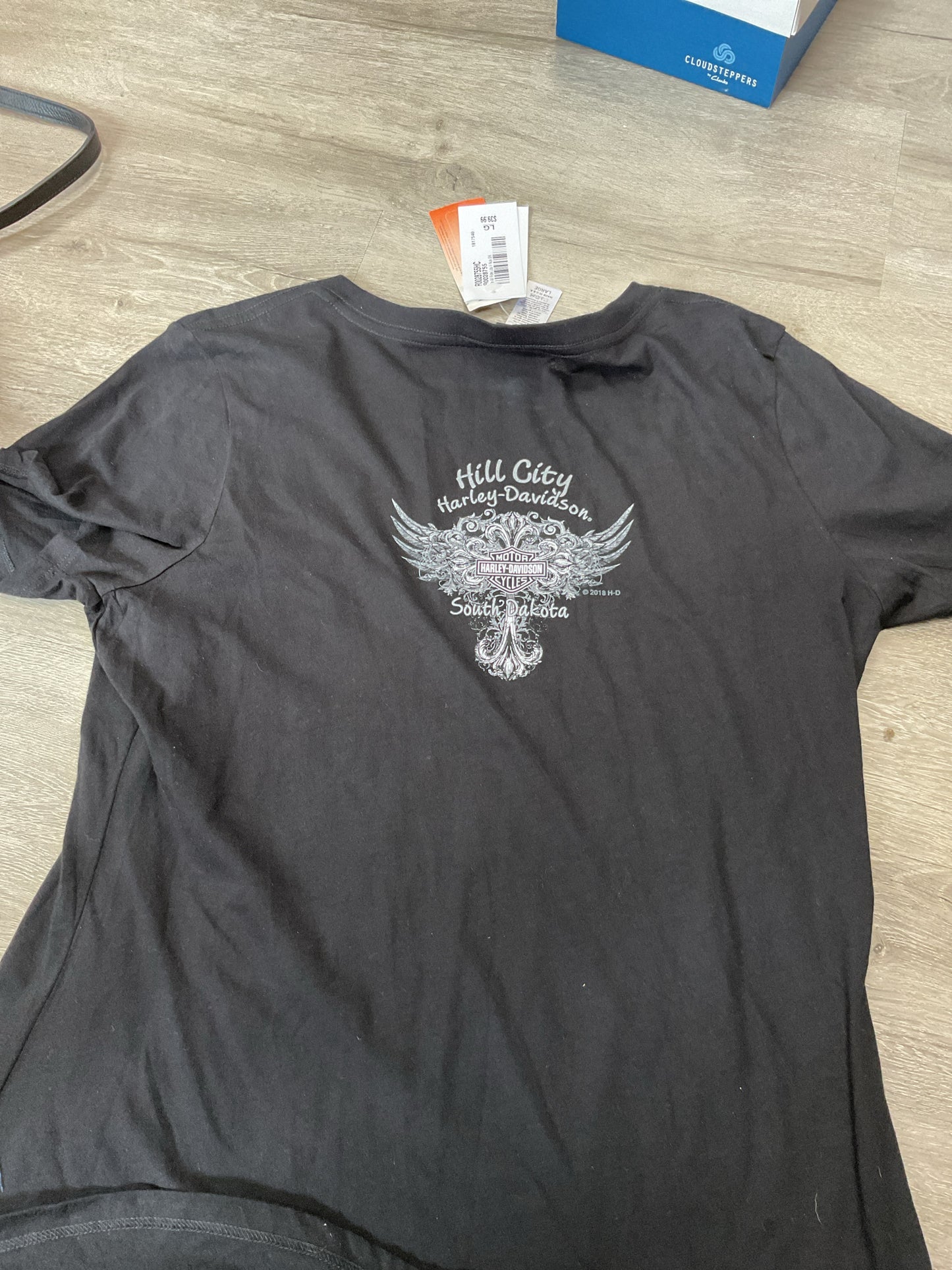 Harley Davidson Size L Black Shirt studded motorcycle red accent NWT
