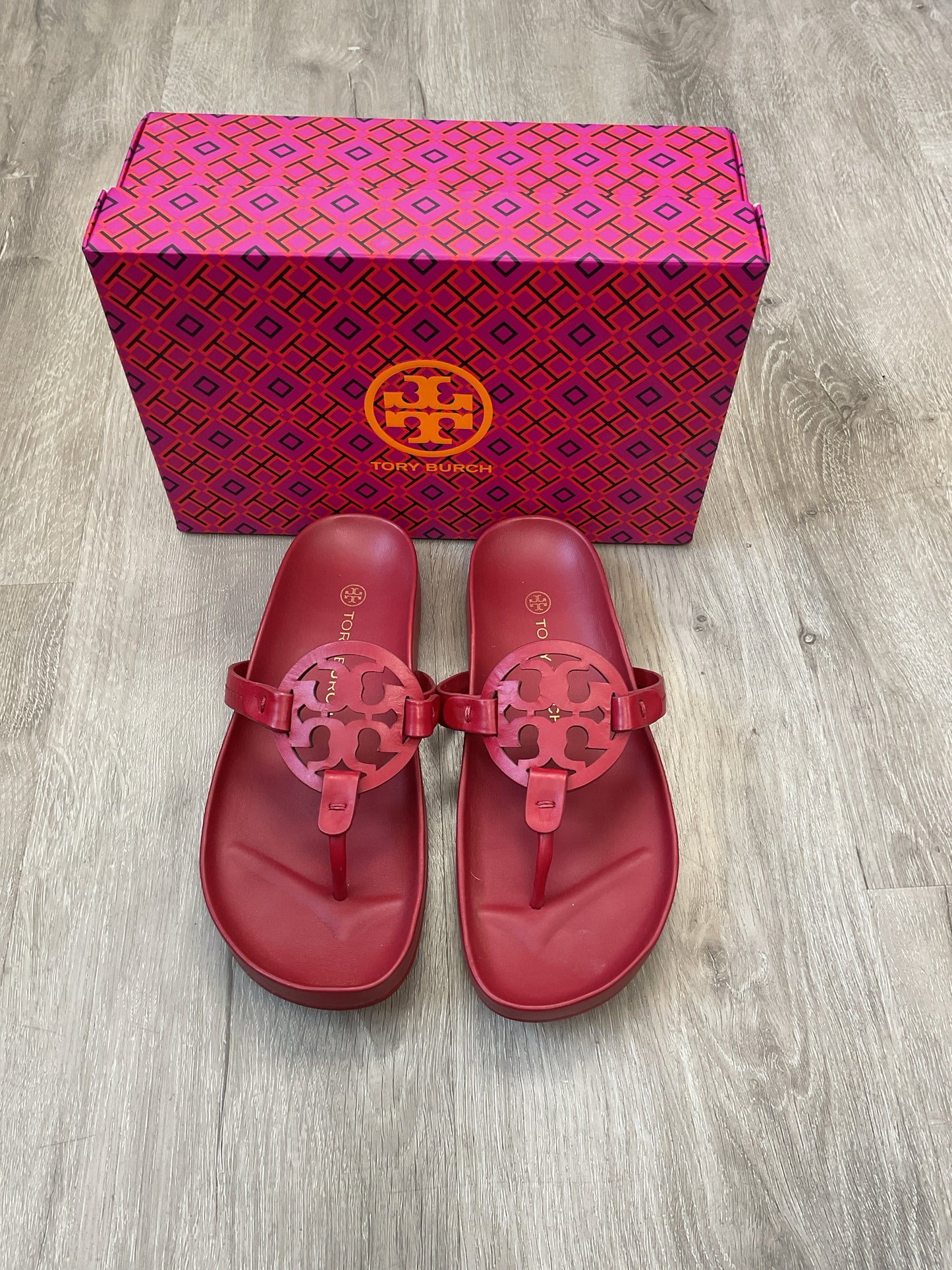 Tory Burch 7 Red Sandals Miller Cloud NEW in box 81032