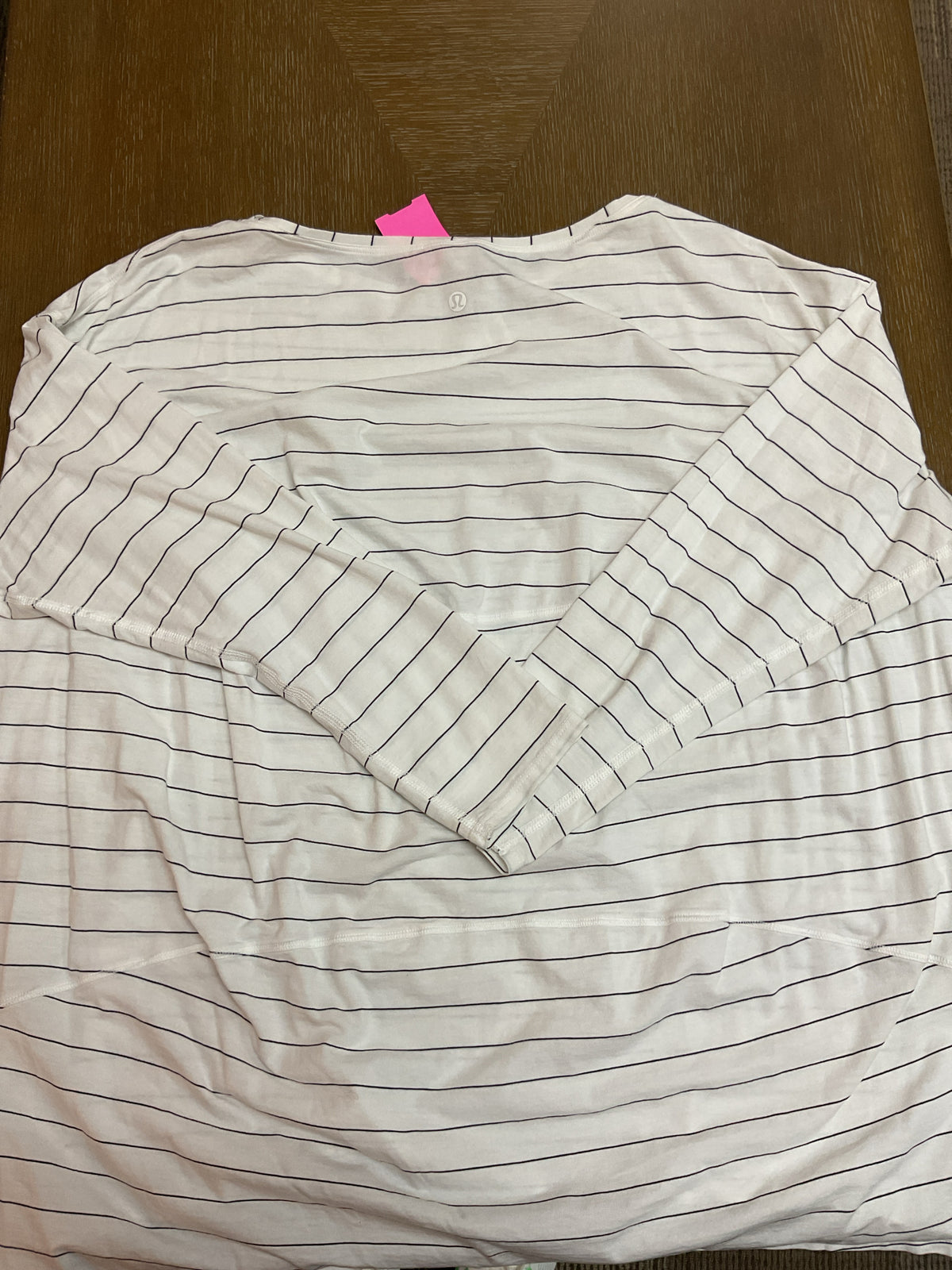 Lululemon Size 16 White Shirt long sleeve black pinstriped