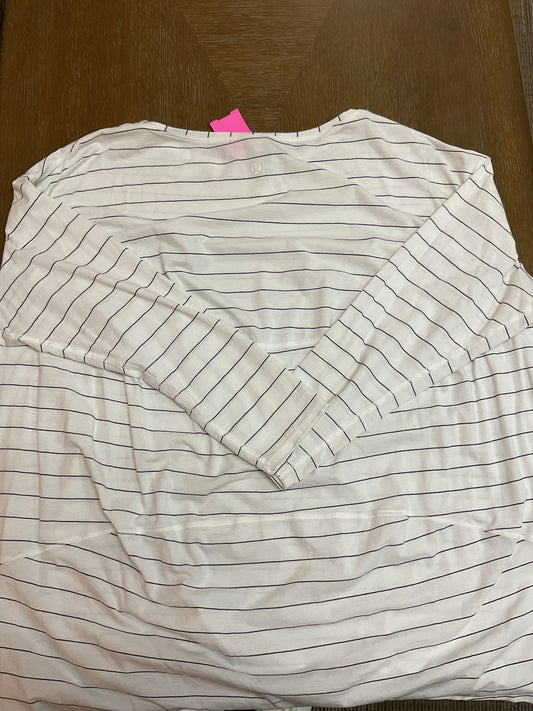 Lululemon Size 16 White Shirt long sleeve black pinstriped