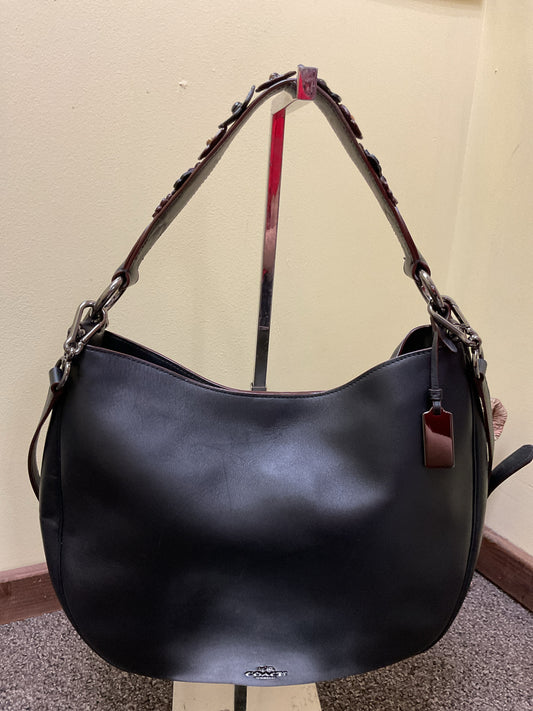 coach Purse black leather 55543 Tea Rose Nomad Hobo