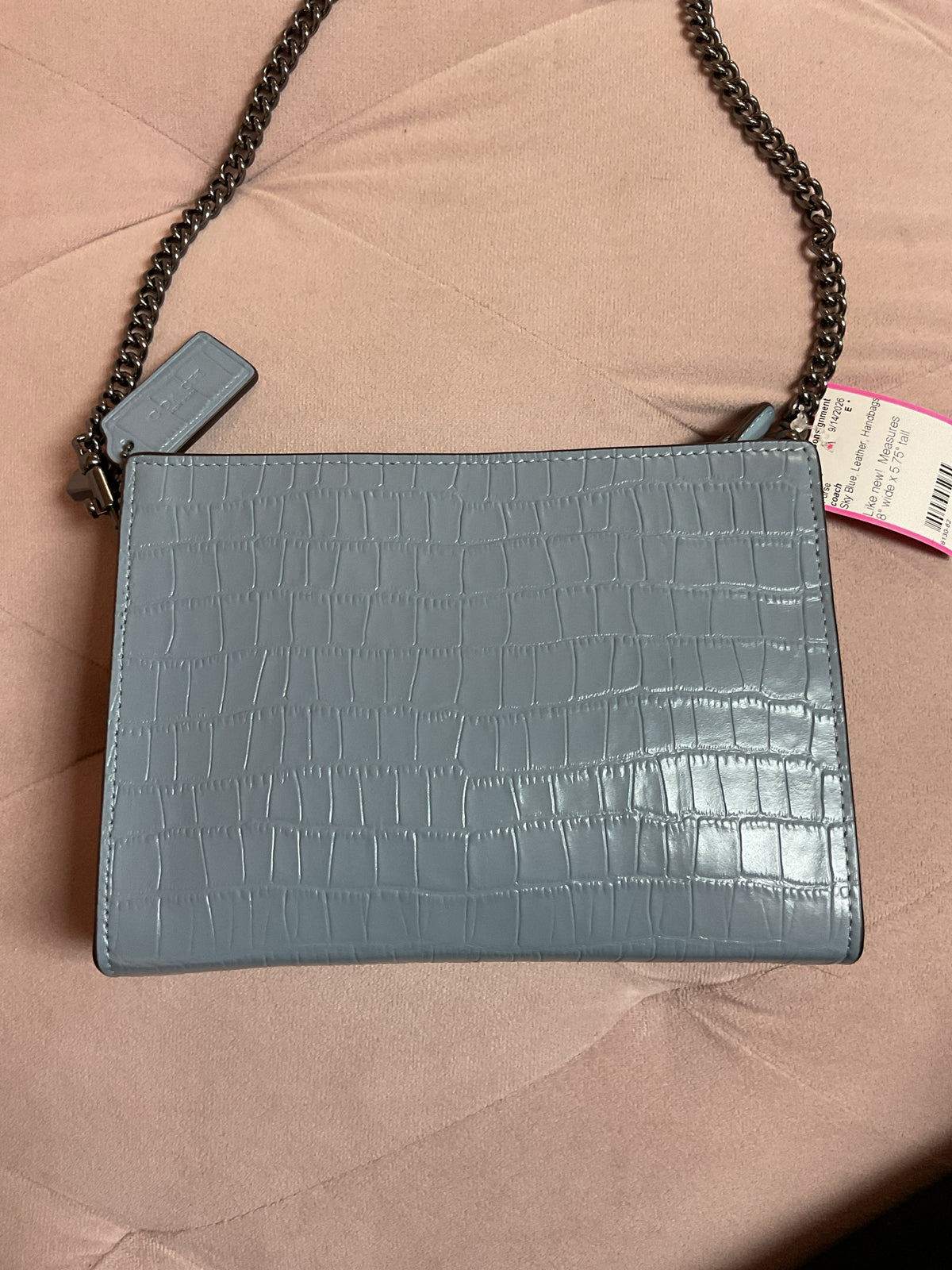 coach Purse Slim Body Cornflower blue crocodile embossed leather CrossBody CR237