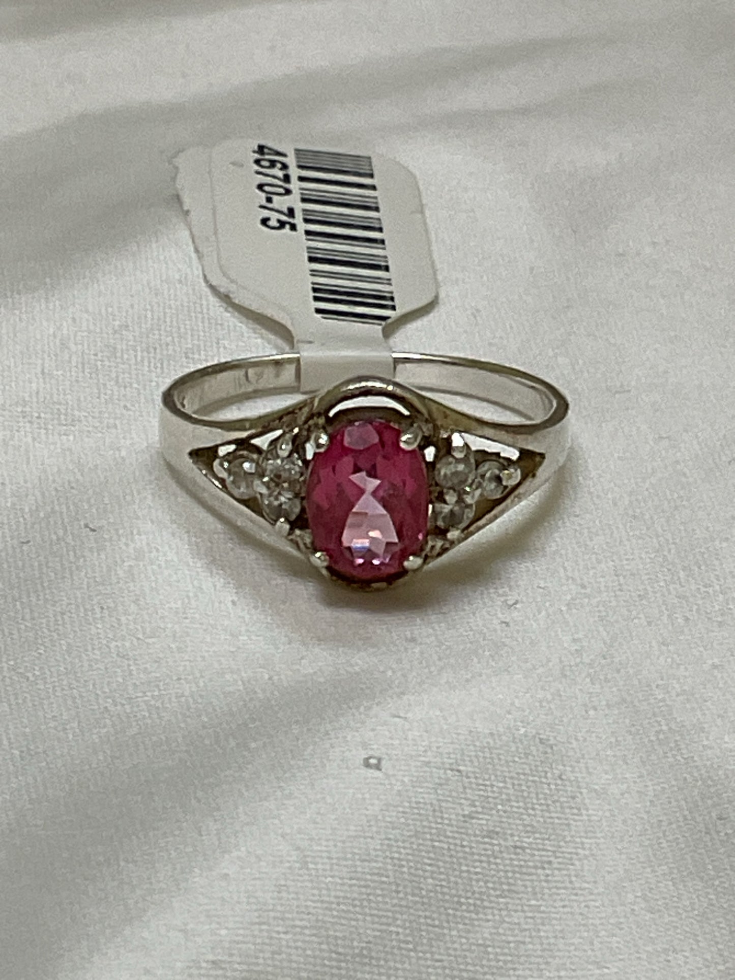 925 Sterling Ring pink topaz size 9