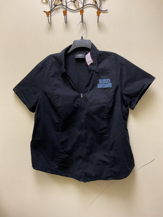 Harley Davidson Size 2w Black Shirt zip blouse with bling wings