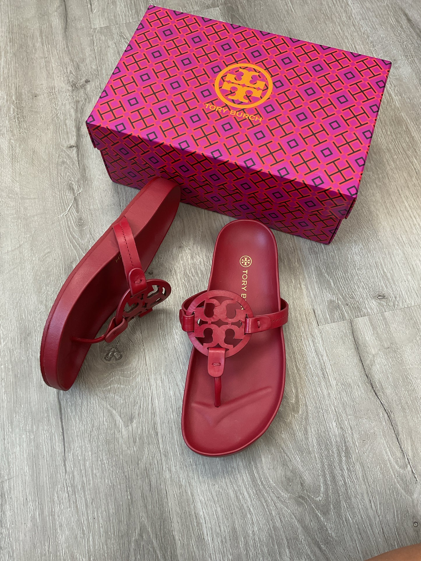 Tory Burch 7 Red Sandals Miller Cloud NEW in box 81032