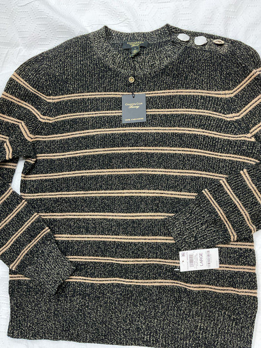 Charter Club Size L Black Shirt Cashmere Luxury NWT black and gold