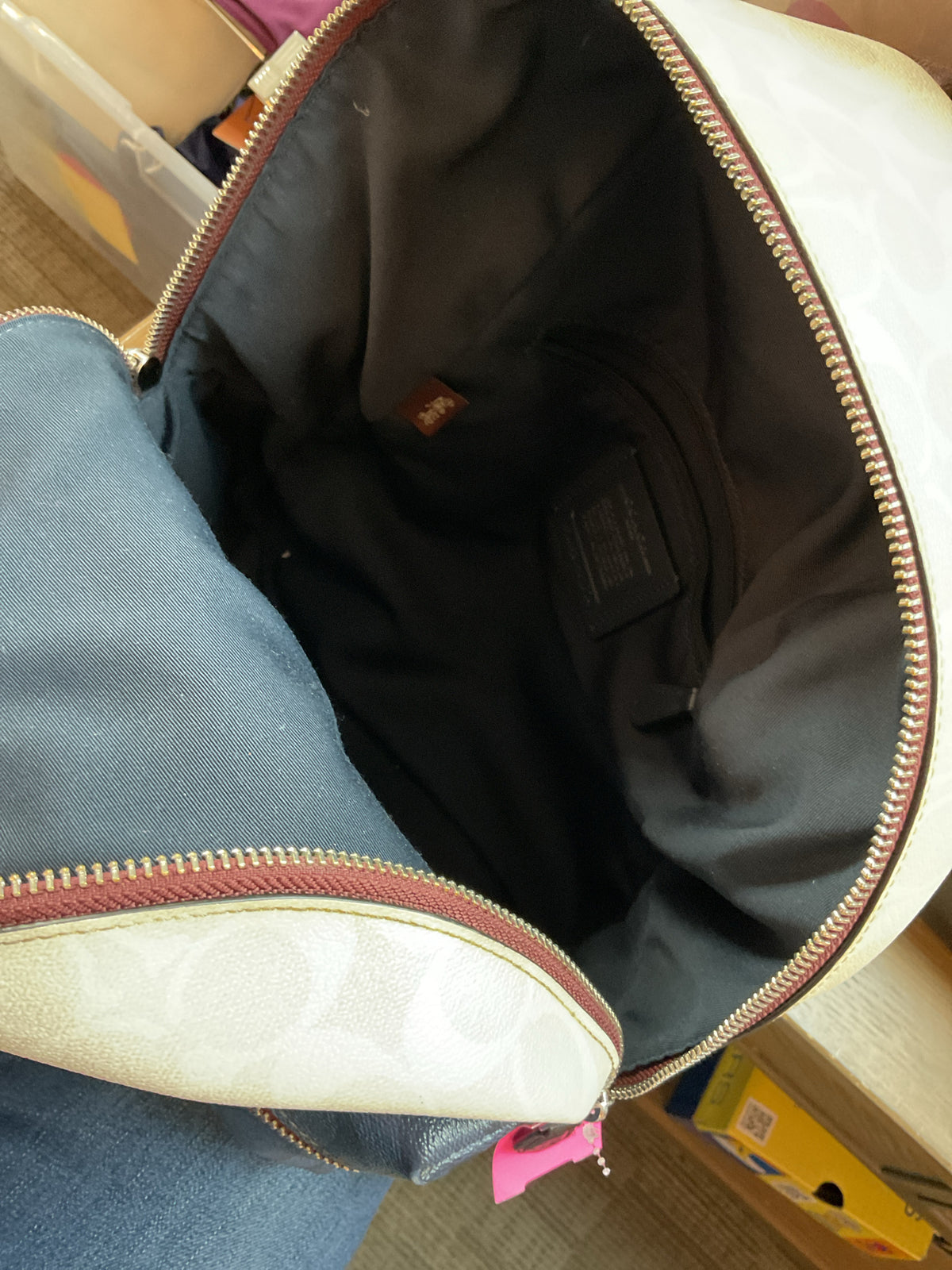 coach Backpack 91074 Charli backpack navy and white signiture