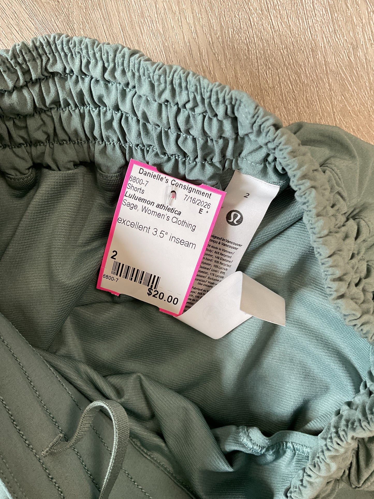 Luluemon athletica Size 2 Sage Shorts