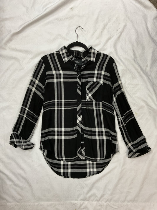 Rails Size XS Black Shirt button down black and white plaid