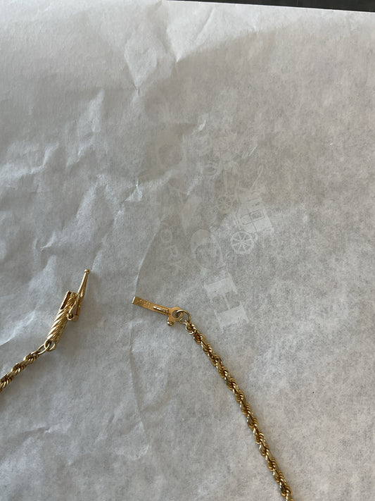 14K Necklace 3.9g 17.5" rope chain diamond cut finish