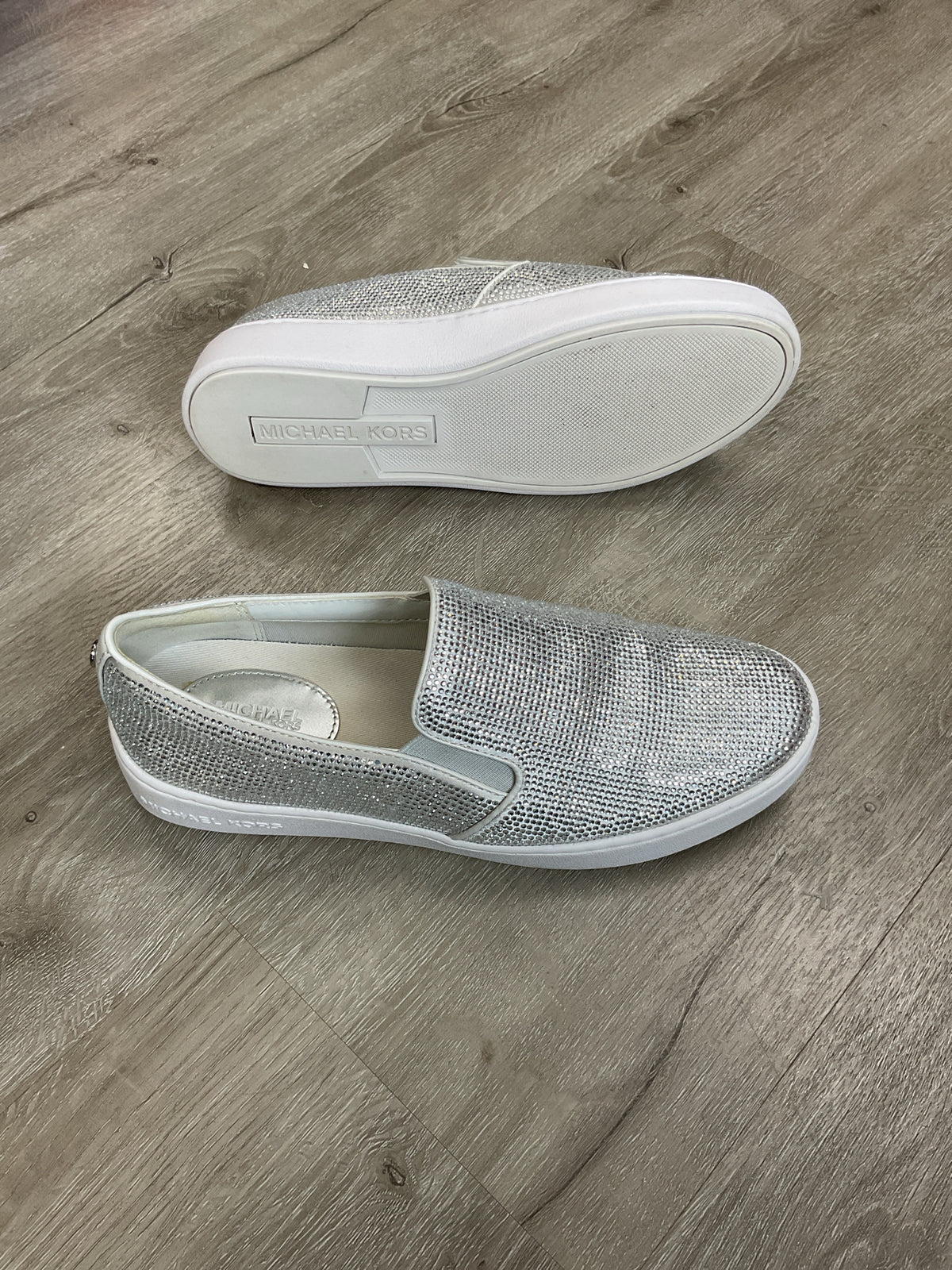 Michael Kors 8.5 Silver shoes Rhinestone slip on