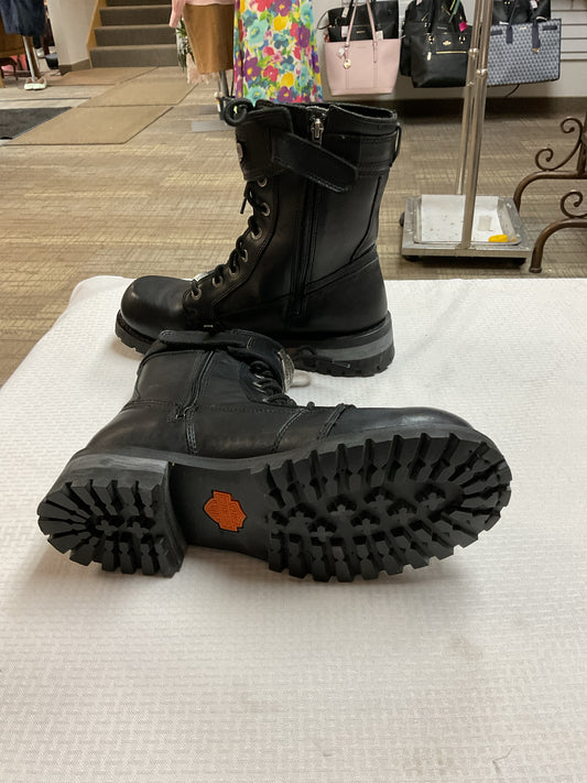 Harley Davidson 11 Black Boots EU 43 silver bar lace up