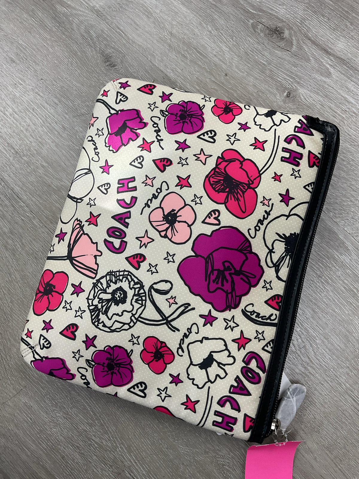 coach Purse Kyra Tablet large pouch grafitti flowers hearts stars NWT