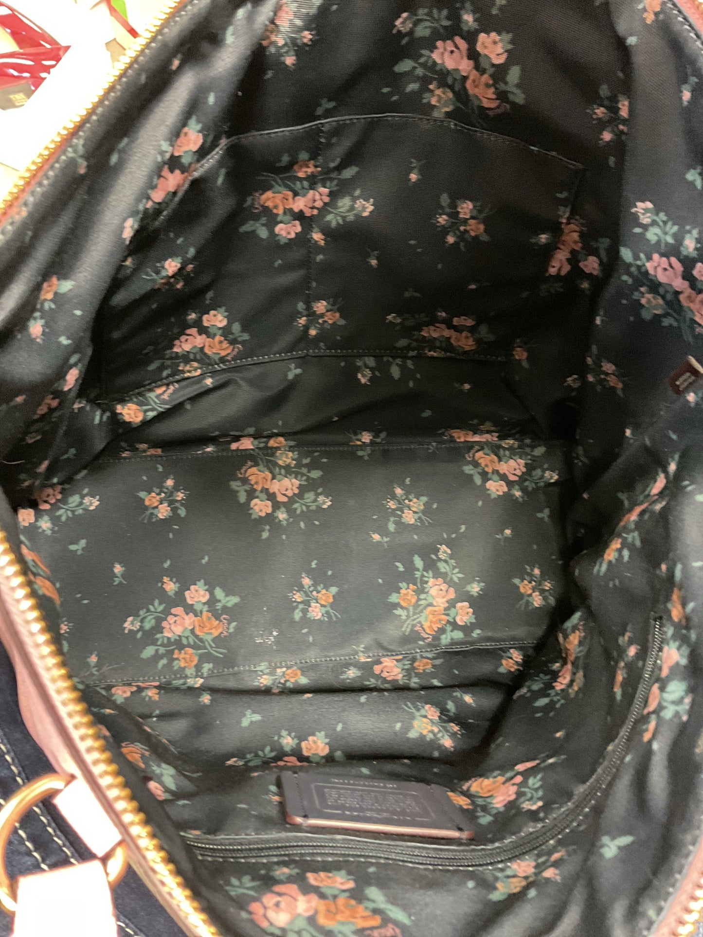 coach Purse Gallery Tote With Rose Bouquet Print Interior NWOT zip top 91147