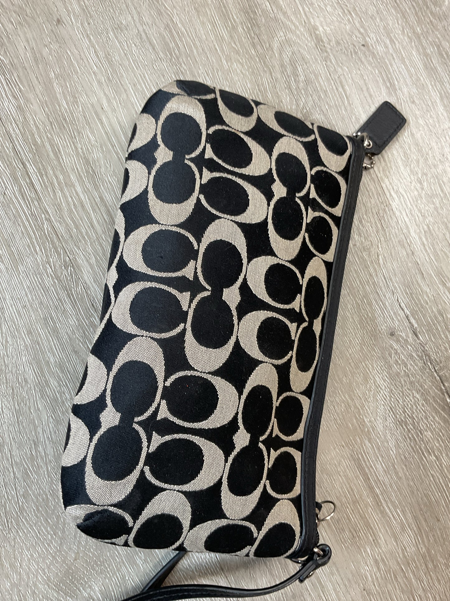 coach Purse Y2K vintage black signiture fabric leather trim large wristlet