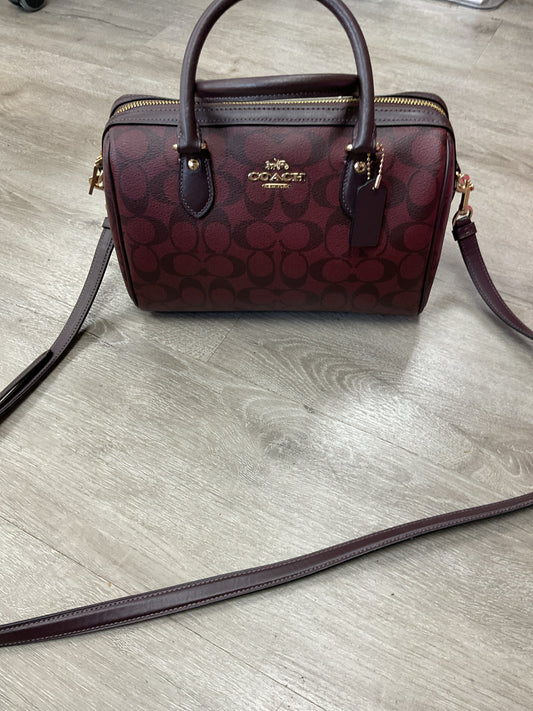 coach Purse Rowan Satchel burgundy Signature Canvas Bag CH280