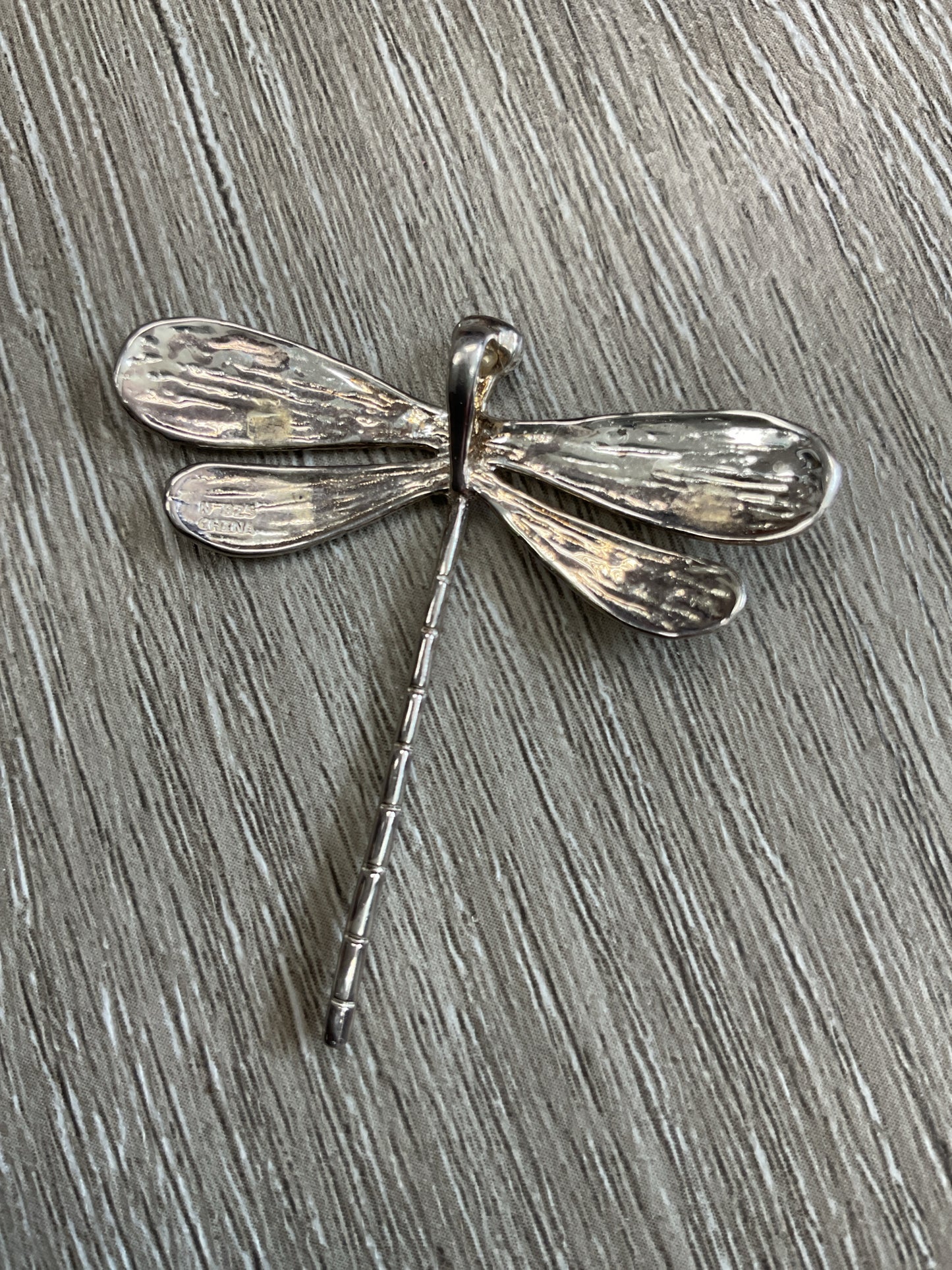 925 Sterling Pendant large sterling silver dragonfly