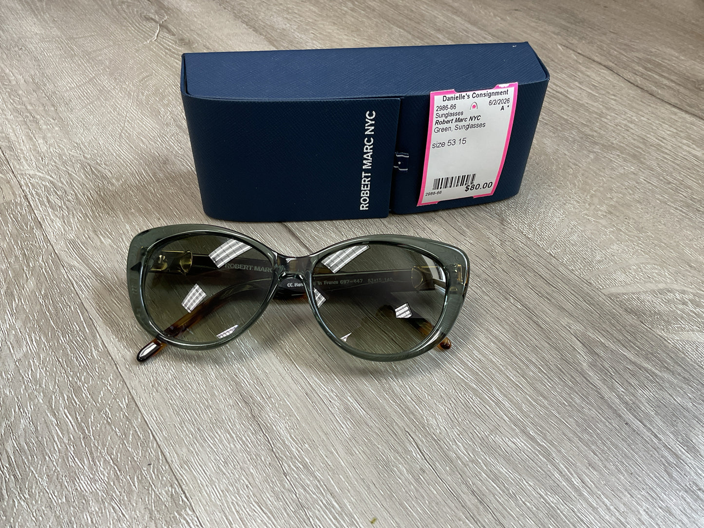 Robert Marc NYC Sunglasses with case green and tortuga small face
