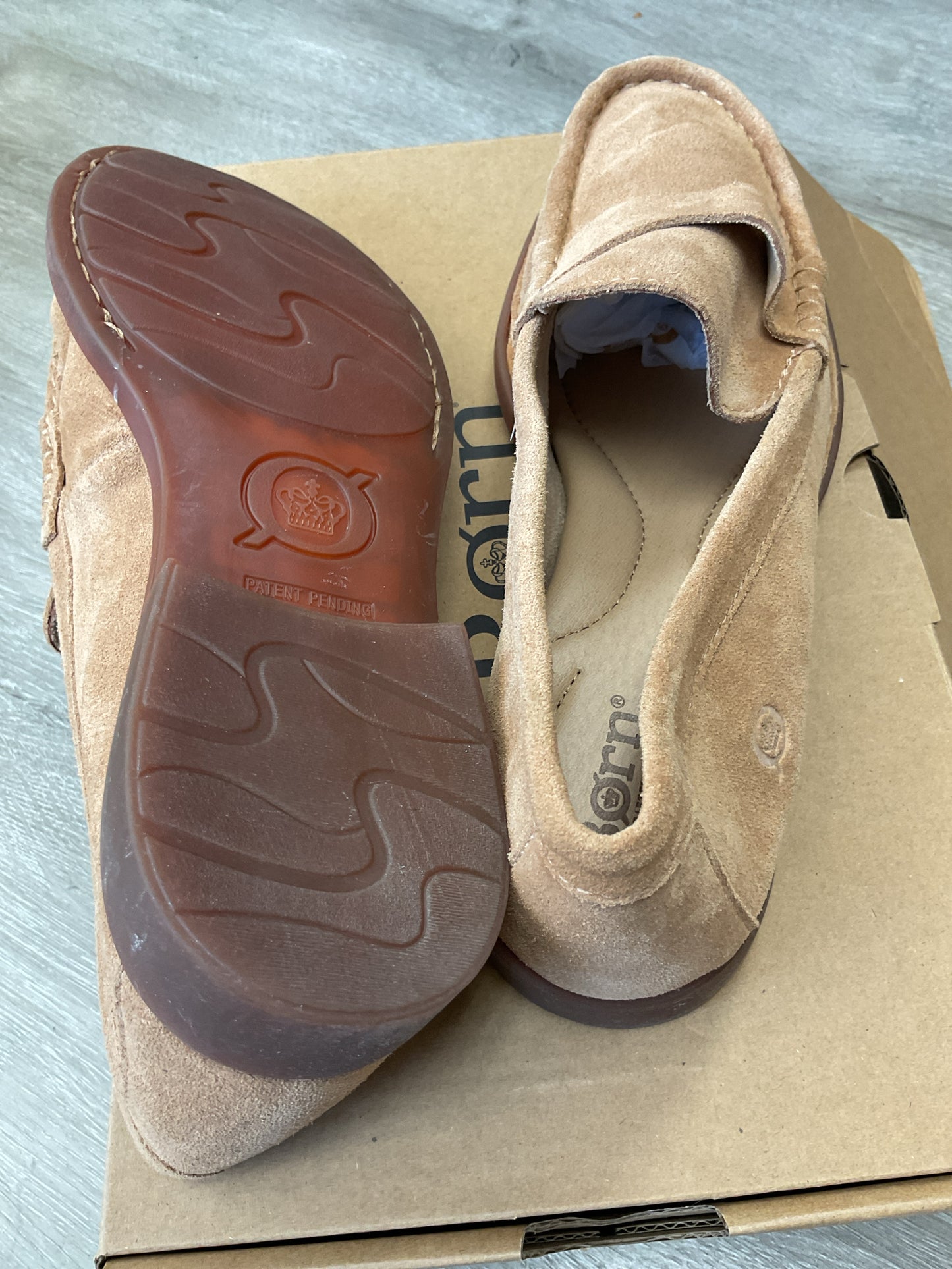 Born 9.5 Tan shoes New suede loafers  Maris Natural