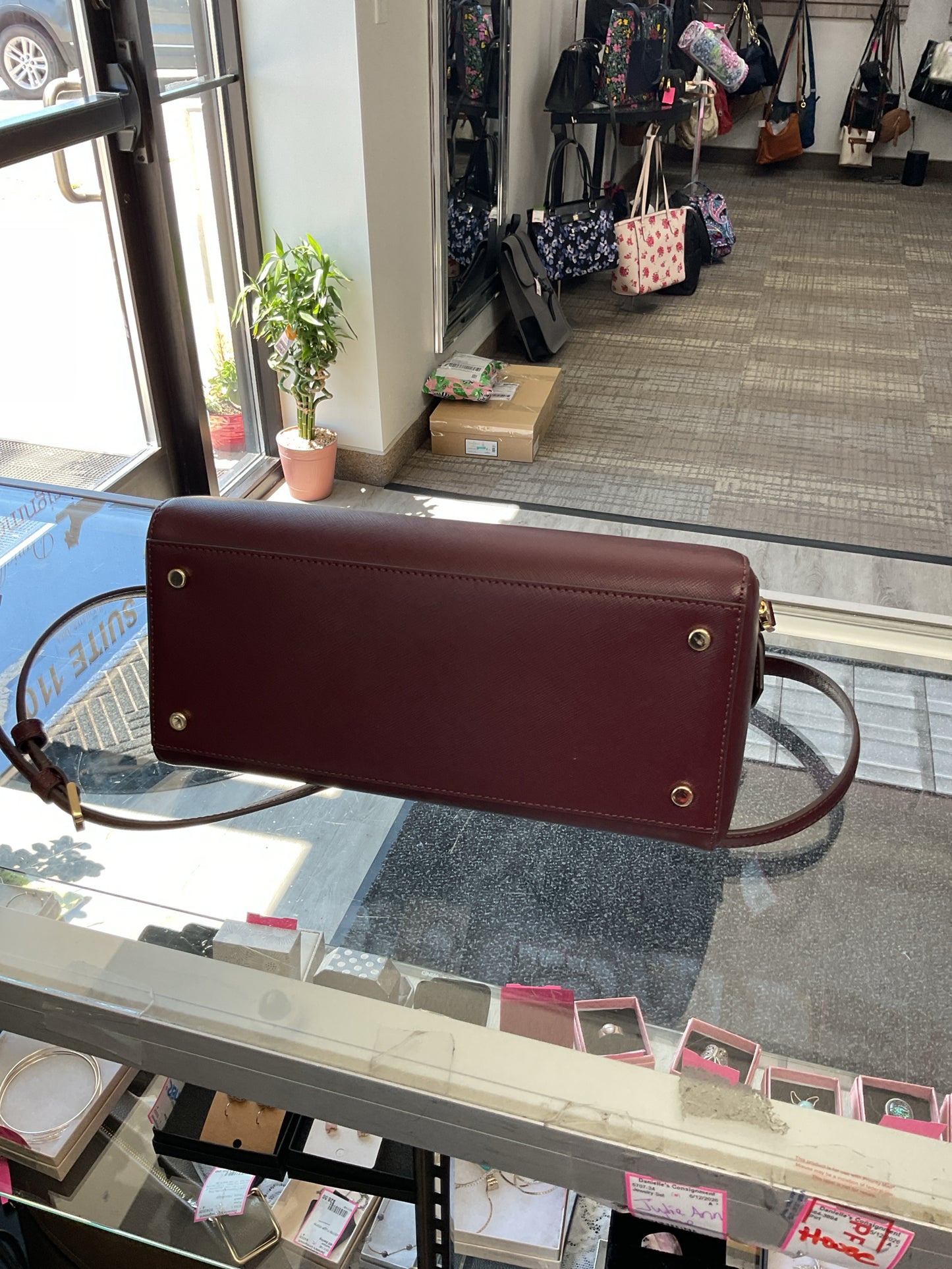 Kate Spade Purse medium burgundy satchel crossbody like new.