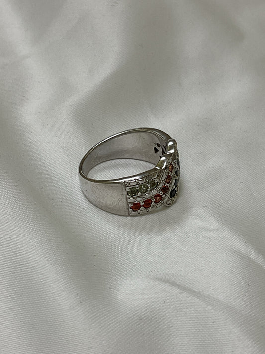 925 Sterling Ring multicolor sapphire