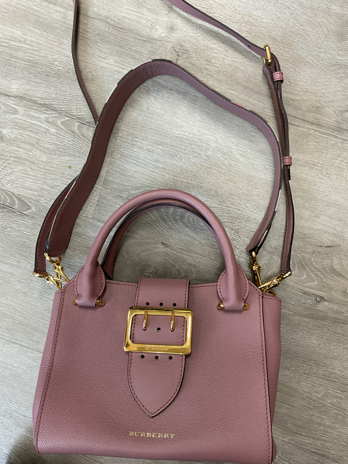 Burberry Purse Mauve Lether gold buckle satchel NWOT nova check