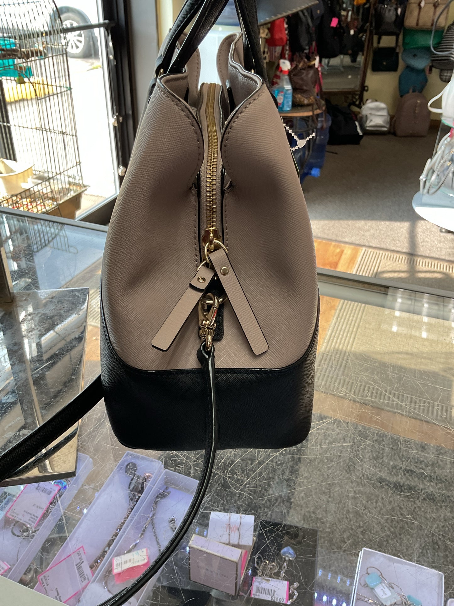 Kate Spade Purse black and taupe satchel crossbody NWT