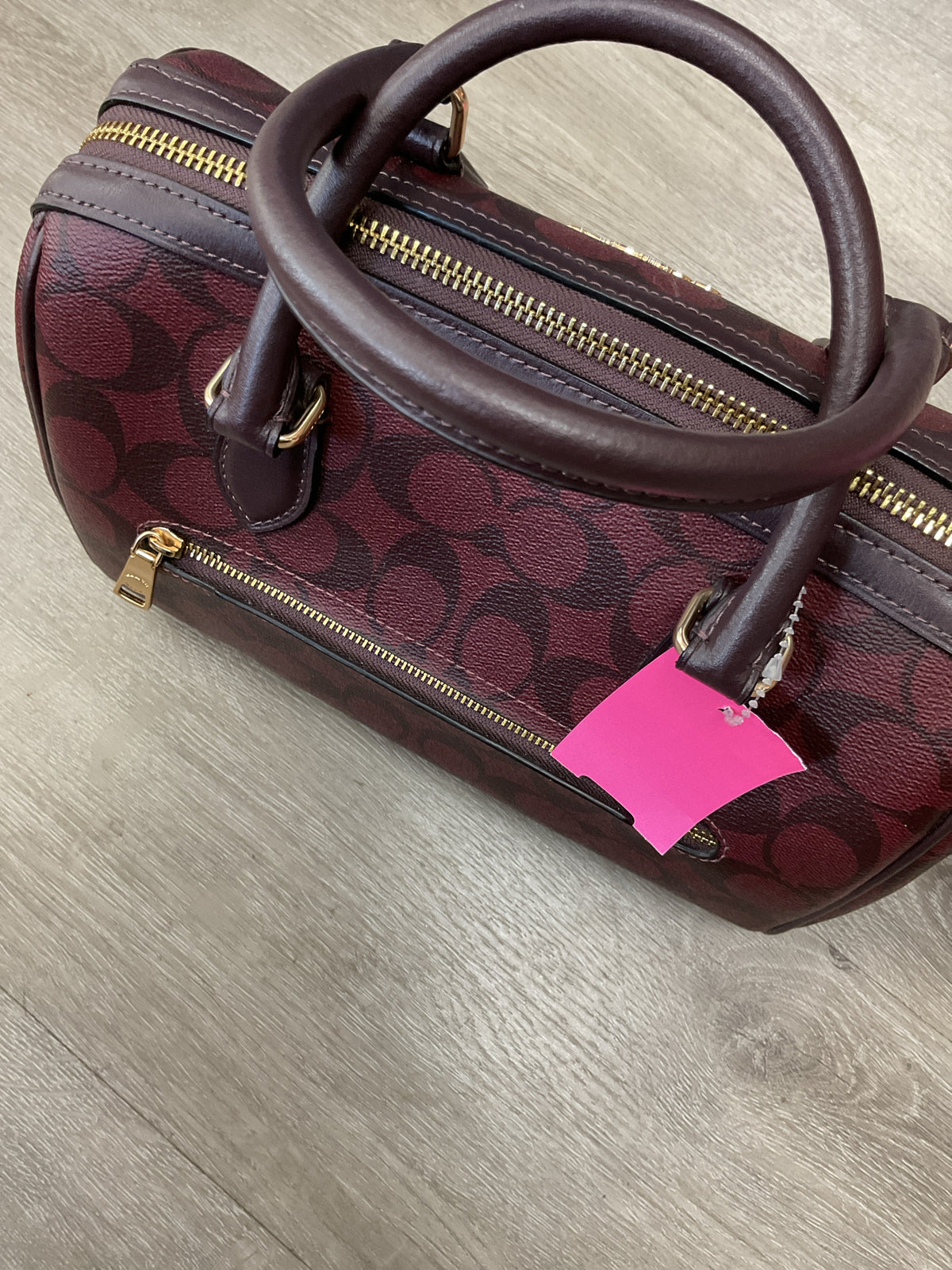 coach Purse Rowan Satchel burgundy Signature Canvas Bag CH280