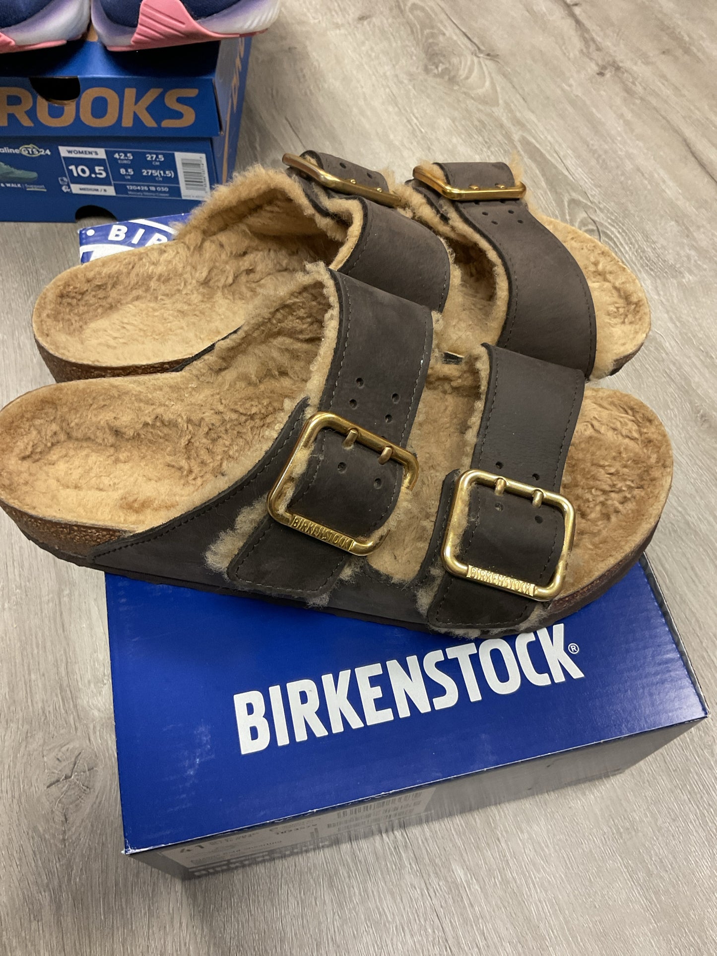 Birkenstock 10 Brown Sandals Arizona bold shearling