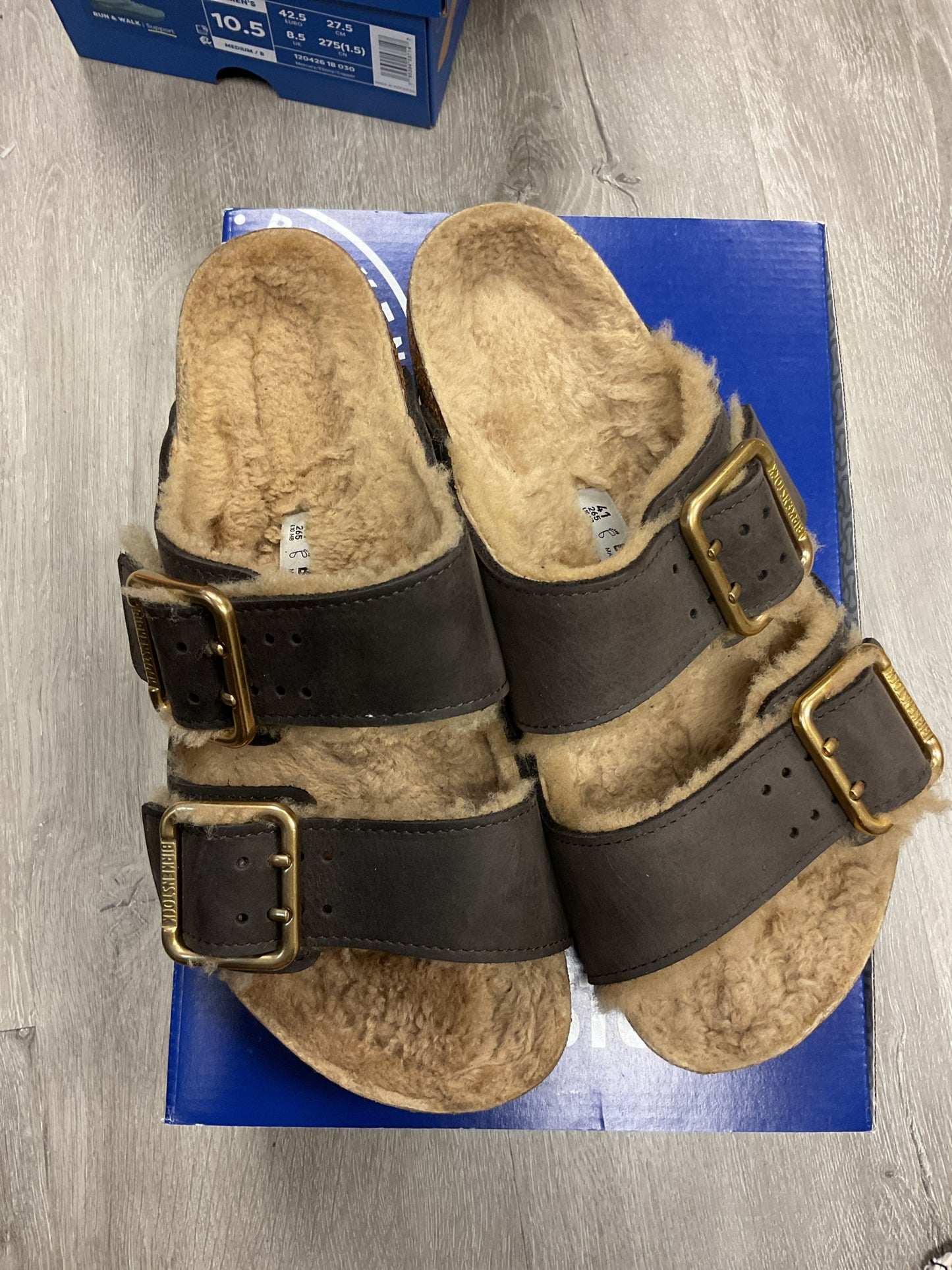 Birkenstock 10 Brown Sandals Arizona bold shearling