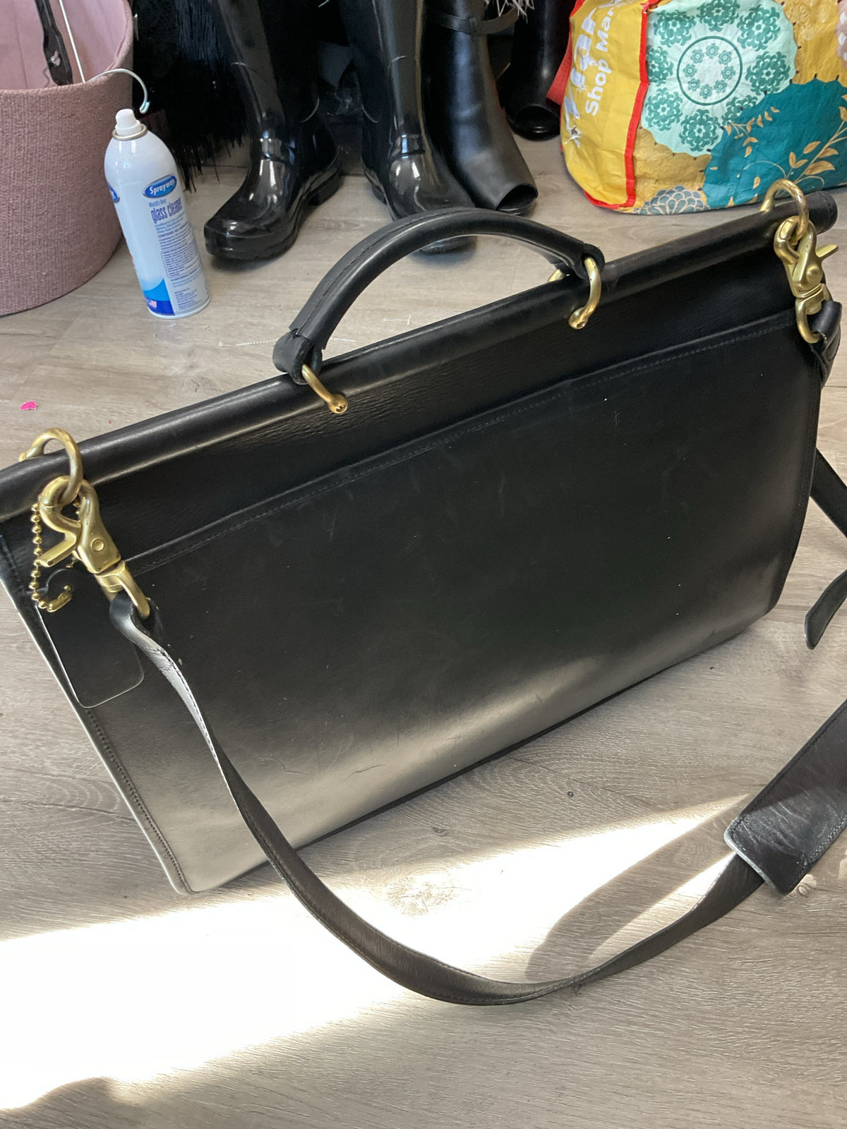 coach Purse  Metropolitan Briefcase 303-14  Black Leather Bag w/ Strap