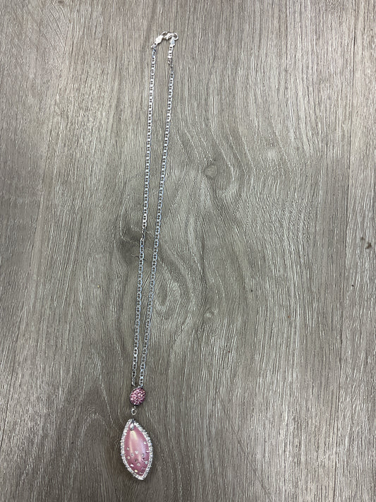 925 Sterling Necklace cz pink pod 17" chain