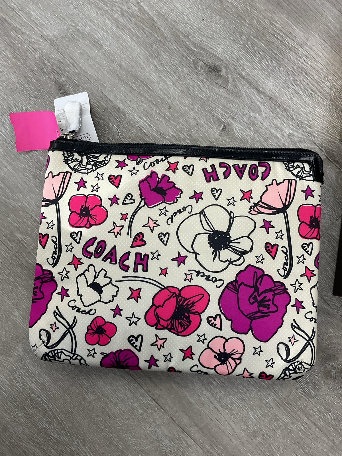 coach Purse Kyra Tablet large pouch grafitti flowers hearts stars NWT