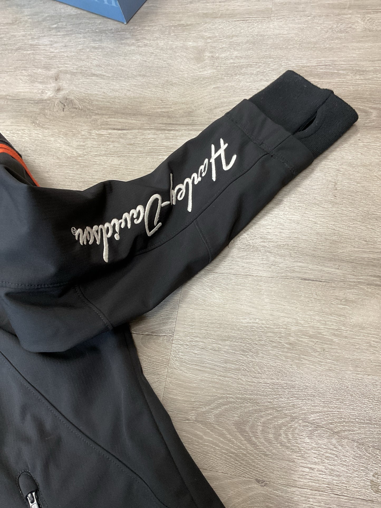 Harley Davidson Size 2X Black jacket zip orange and black nylon