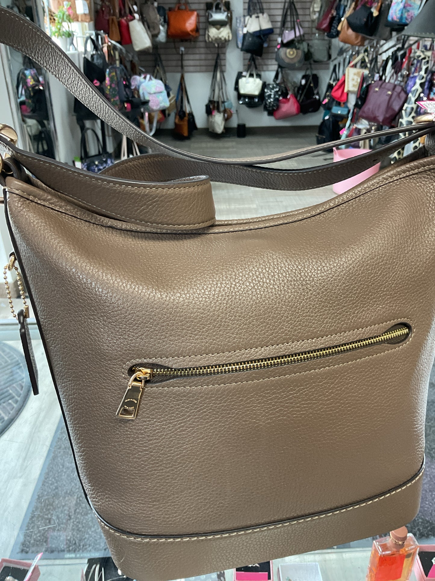 coach Purse CBH18 Jude Crossbody in taupe leather gold hardware