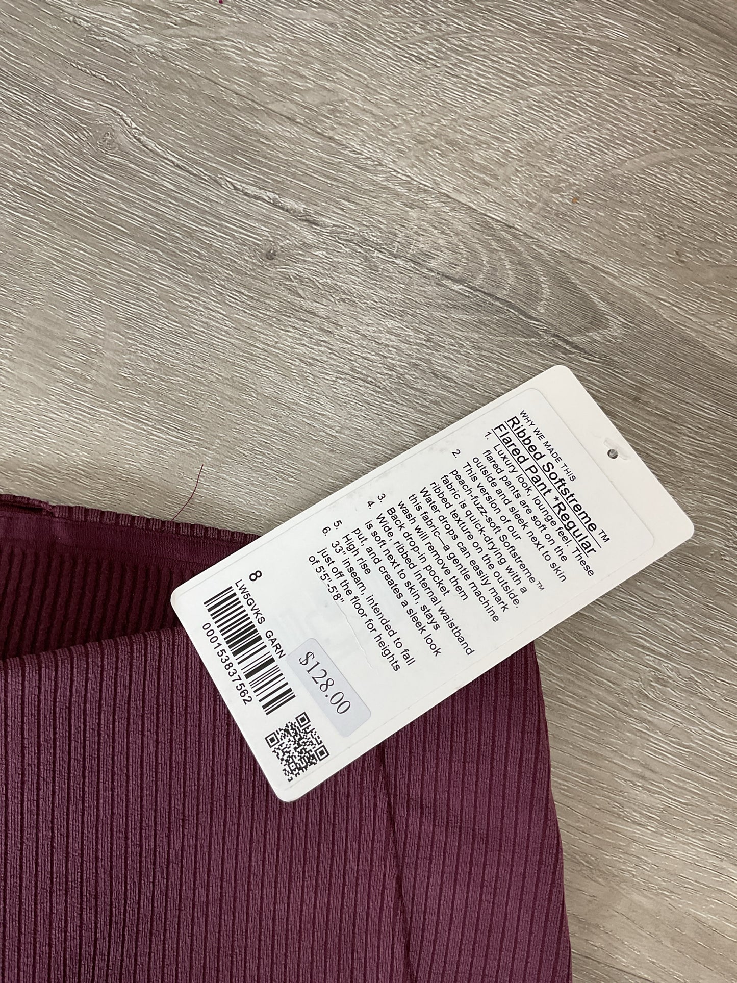 Lululemon Size 8 Burgundy Pants NWT ribbed softstreme flared pant LONG