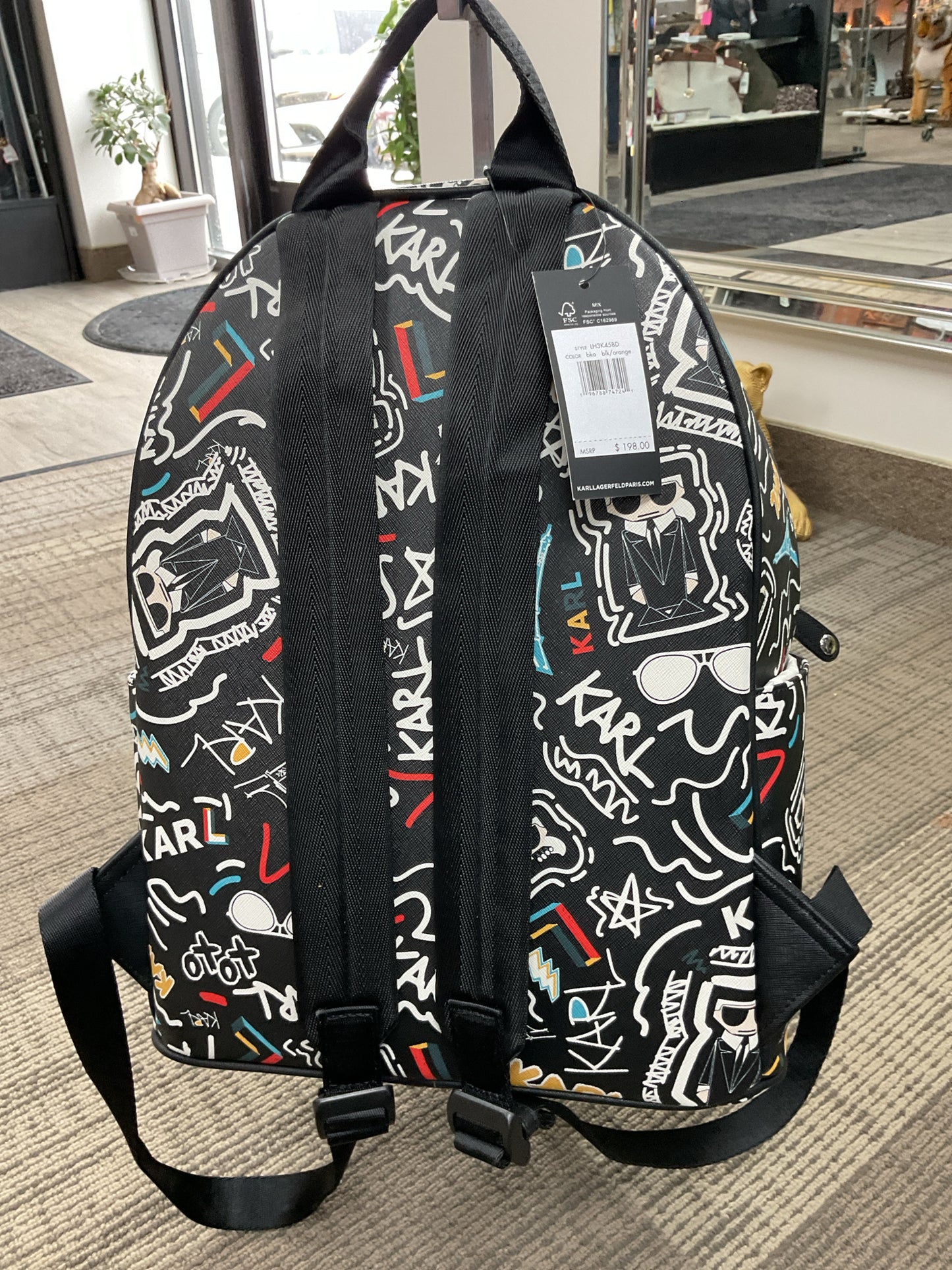 Karl Legerfeld BackPack Paris grafitti print New