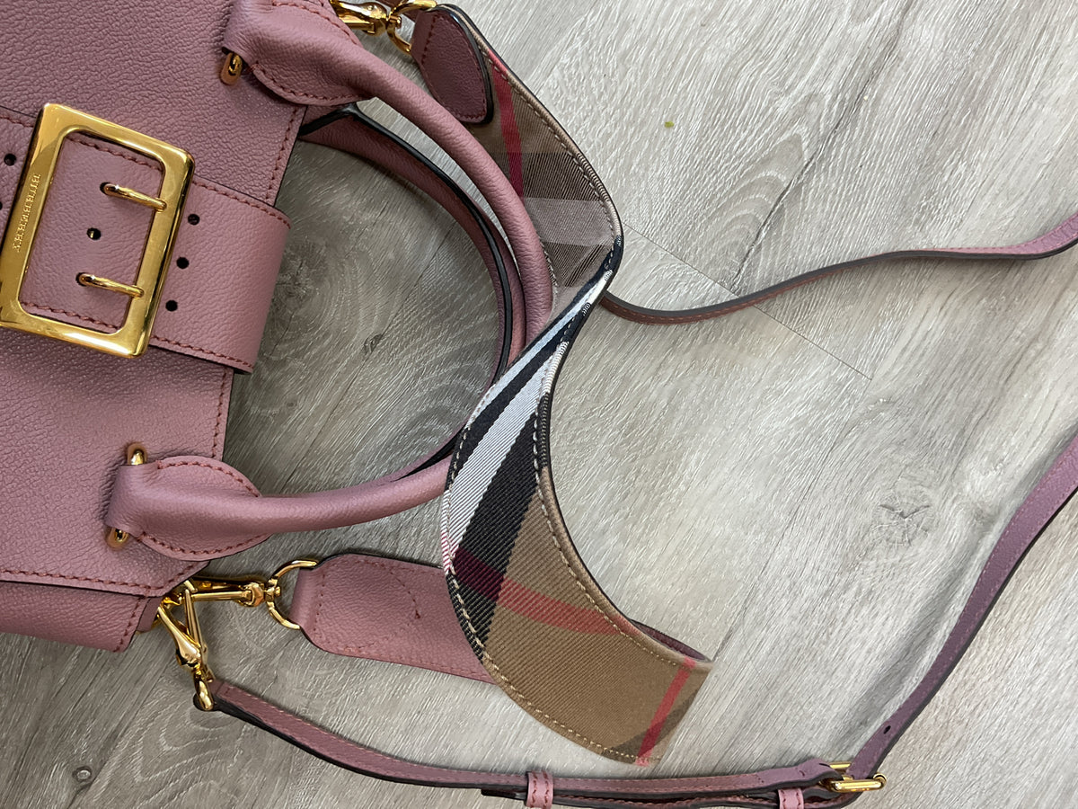 Burberry Purse Mauve Lether gold buckle satchel NWOT nova check