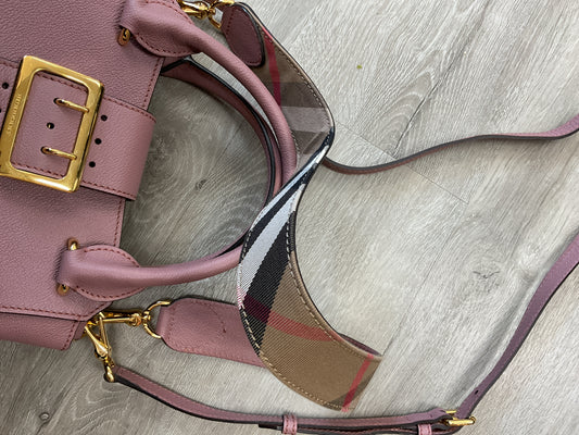 Burberry Purse Mauve Lether gold buckle satchel NWOT nova check