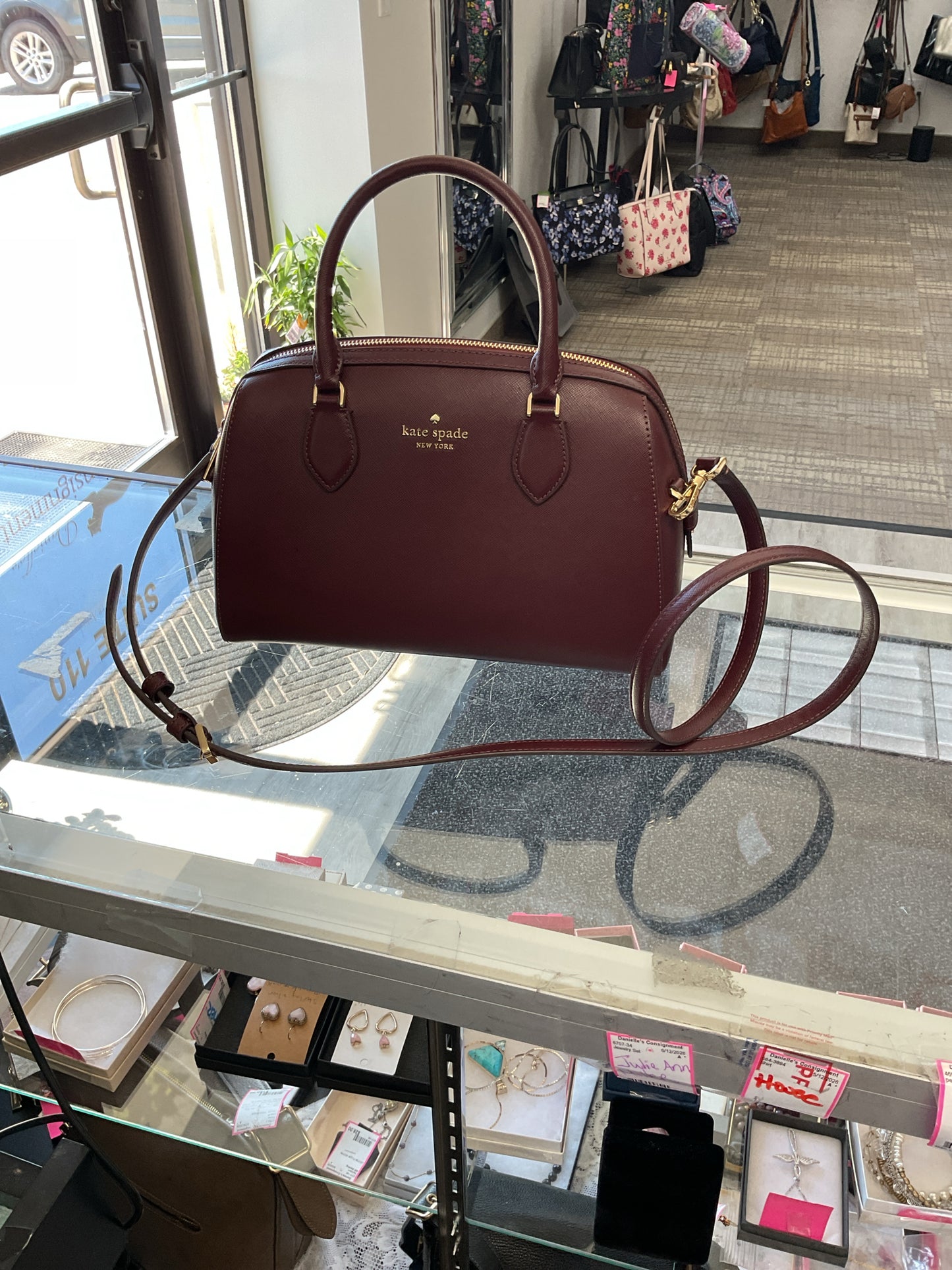 Kate Spade Purse medium burgundy satchel crossbody like new.