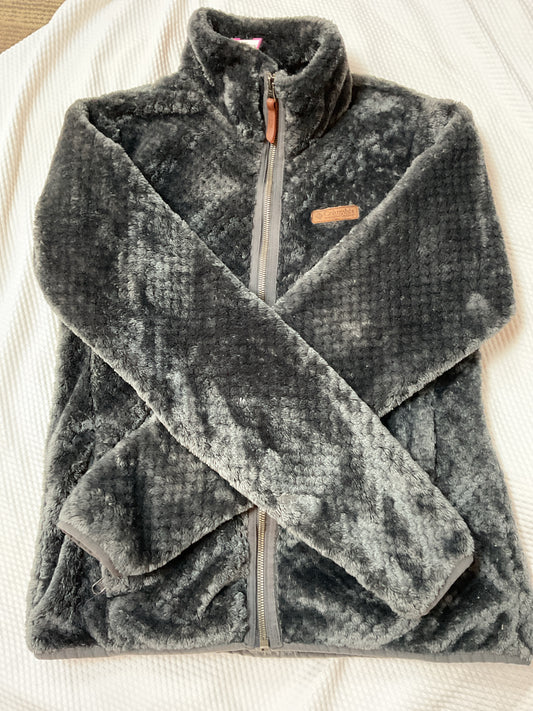 Columbia Size S Gray jacket like new deep gray zip warm & fuzzy