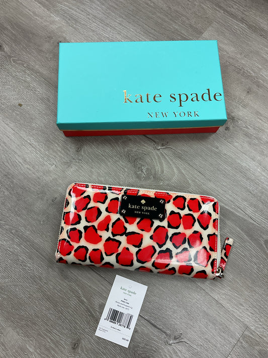 Kate Spade Wallet Ne4w Lacey leopard orange black and white patent in box