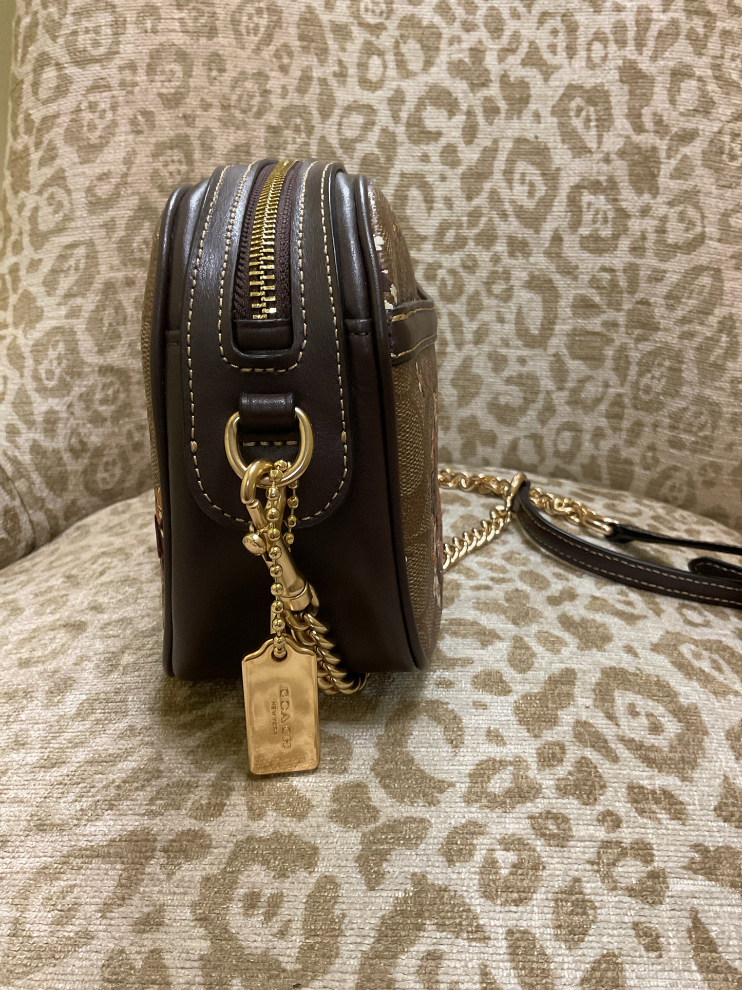 Purse F31433 Isla Chain Crossbody Signature Canvas Floral Flocking