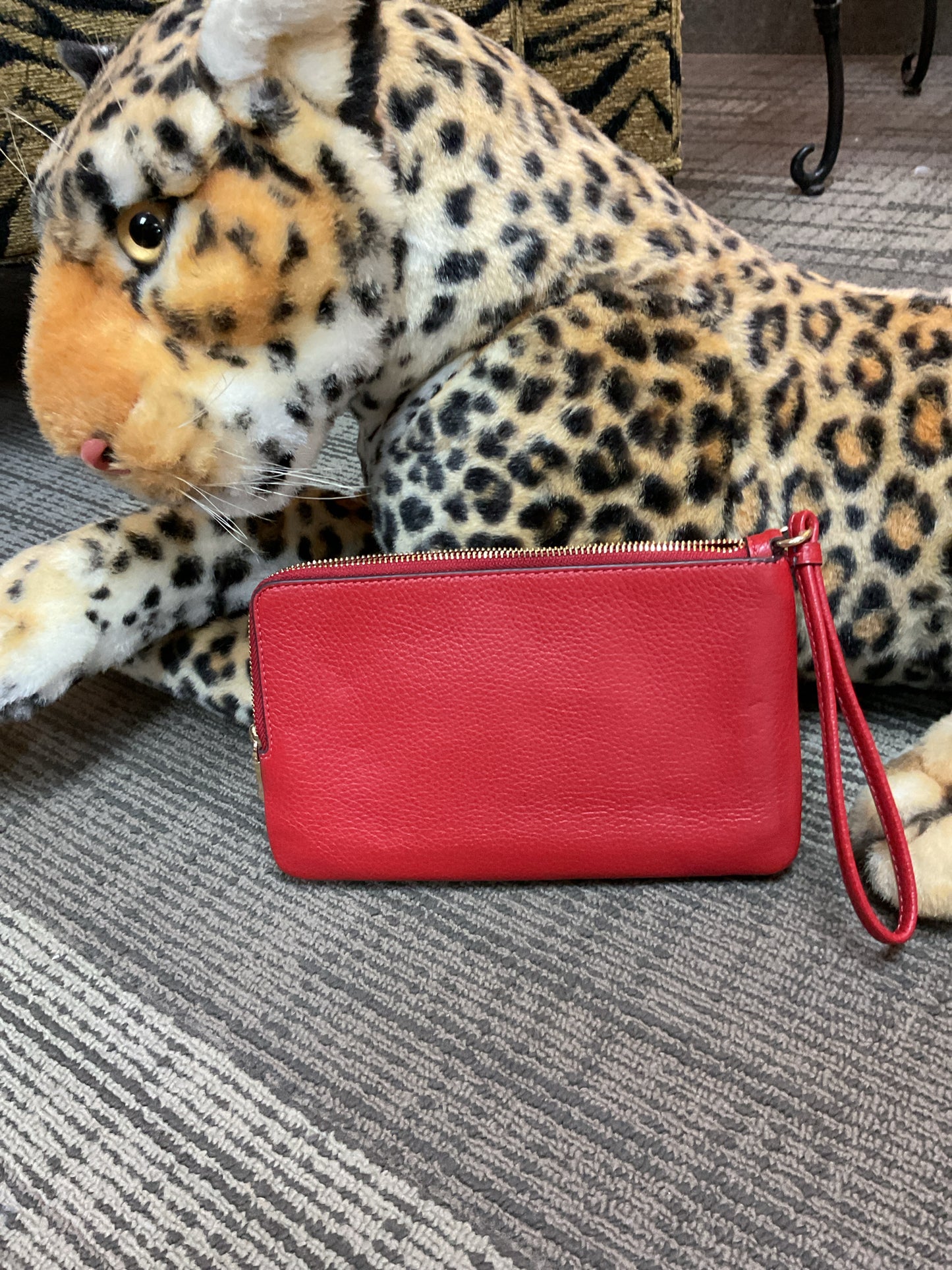 coach Wallet Brown and red double zip C5576 NWOT