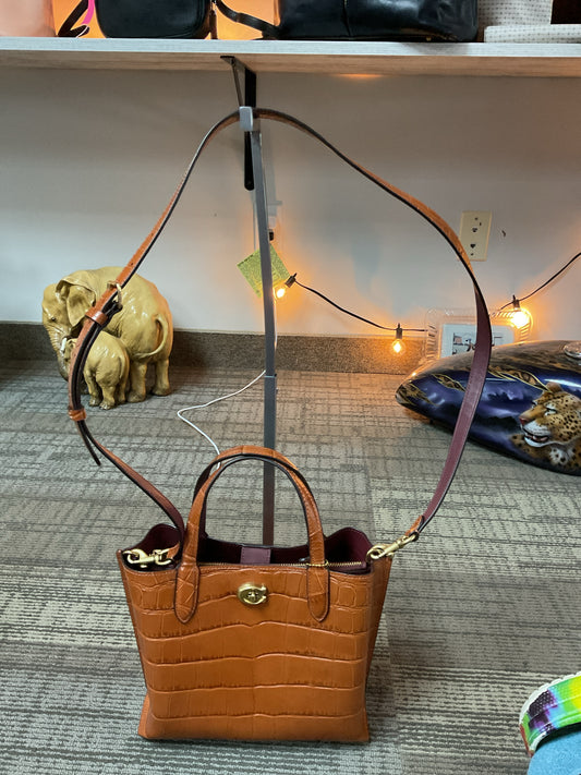 coach Purse C8632 Willow Tote 24 Crocodile-embossed Ginger